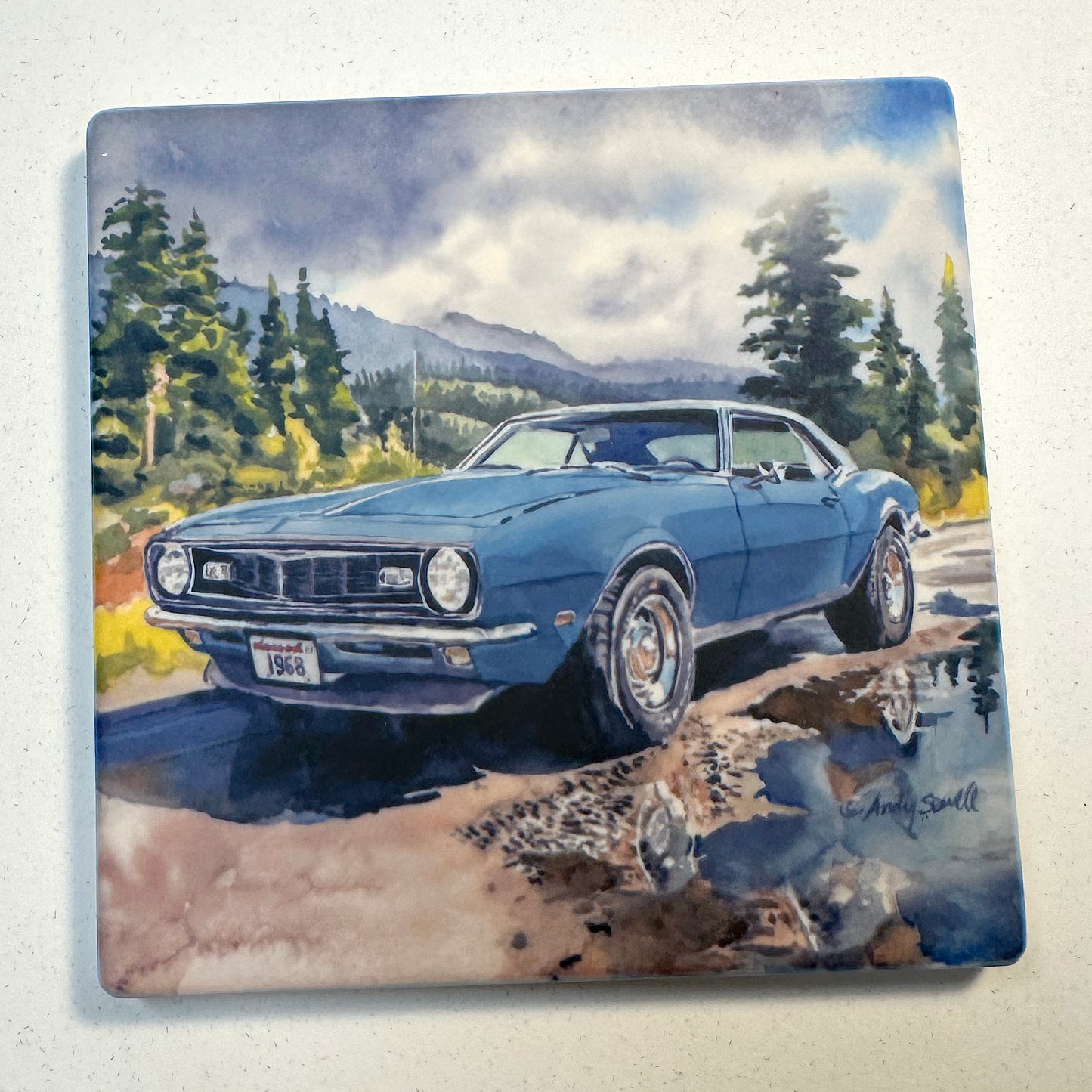 "Northwest Camaro" - '1968 Blue Camaro" 11"x15" Giclee prints from Original Watercolor (Copy)