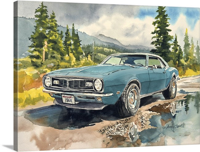 "Country Camaro" - '1968 Camaro" 11"x15" Giclee prints from Original Watercolor