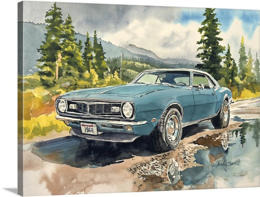 "Northwest Camaro" - '1968 Blue Camaro" 11"x15" Giclee prints from Original Watercolor (Copy)