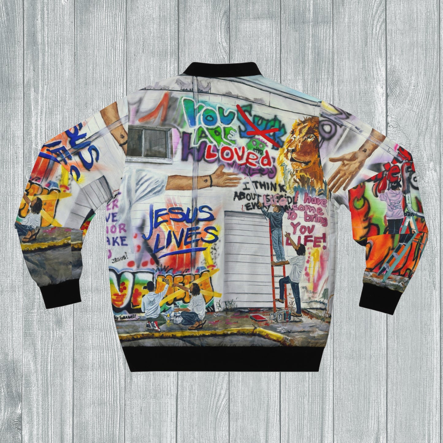 Bomber Jacket - Painting Graffiti with Jesus Design