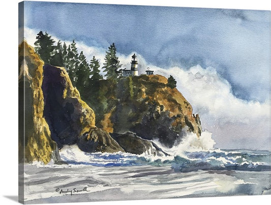 "The Light at Cape Disappointment" Original Watercolor 12x16 or signed edition Giclee Reprod. of the Lighthouse at Cape Disappointment.