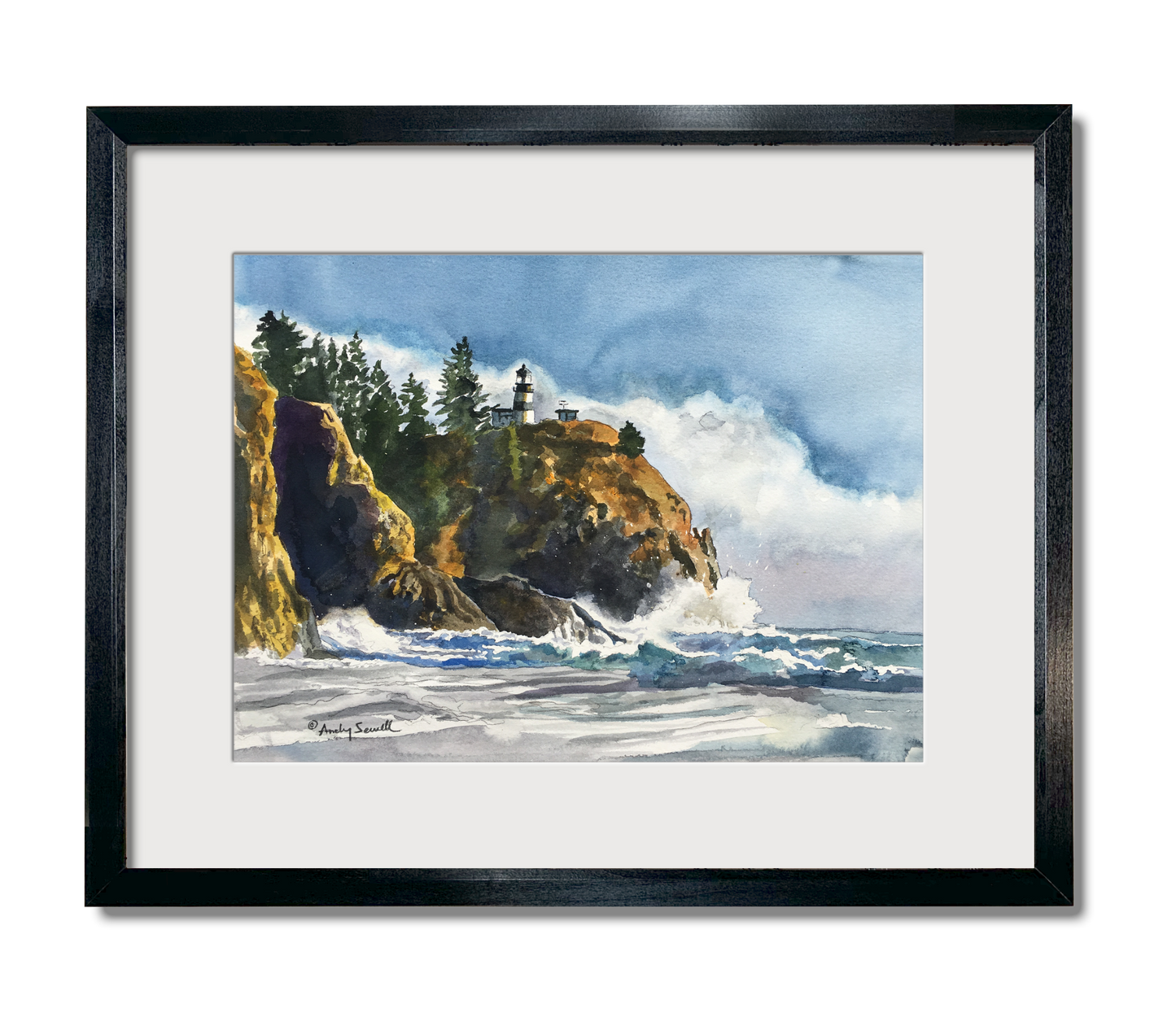 "The Light at Cape Disappointment" Original Watercolor 12x16 or signed edition Giclee Reprod. of the Lighthouse at Cape Disappointment.