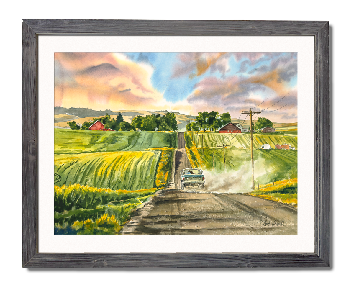 "Country Road Ford" - an Original 18x24 Watercolor or signed print.