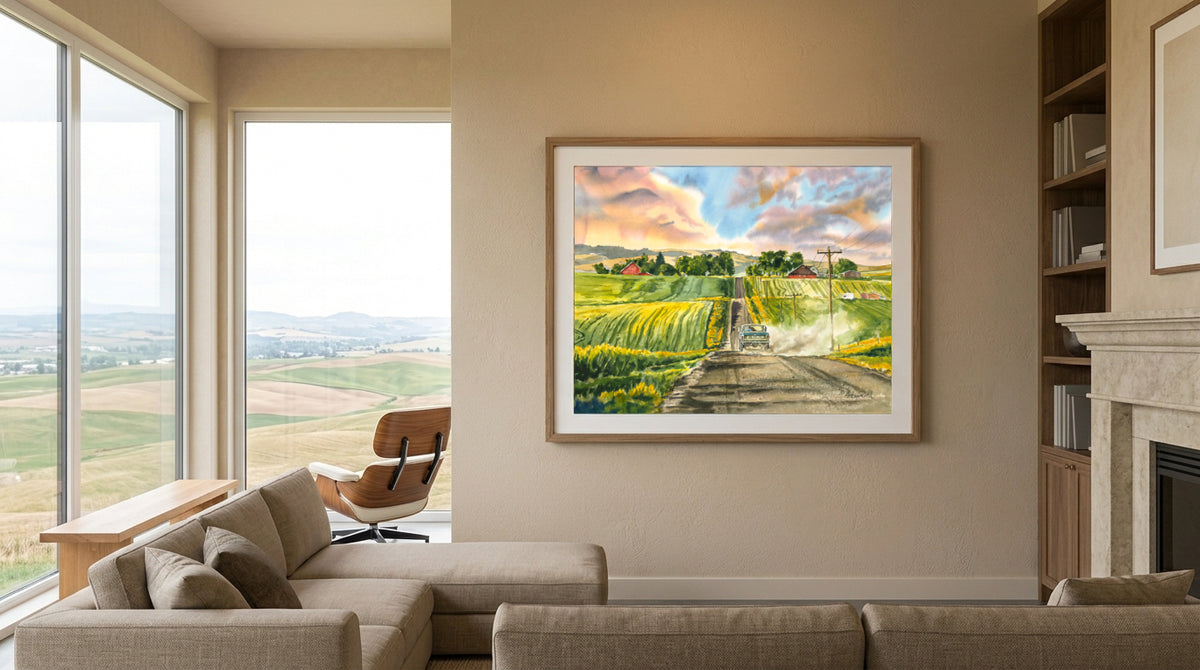 "Country Road Ford" - an Original 18x24 Watercolor or signed print.