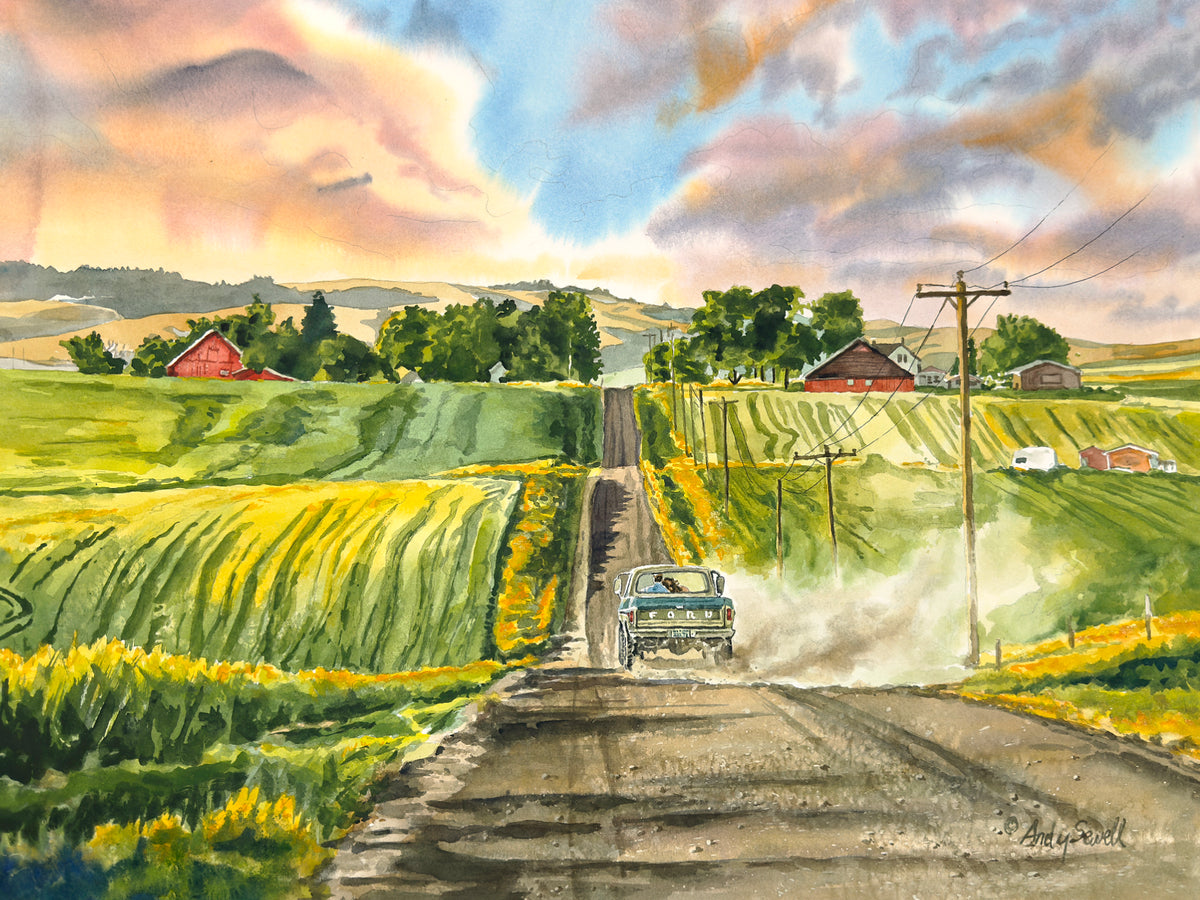 "Country Road Ford" - an Original 18x24 Watercolor or signed print.