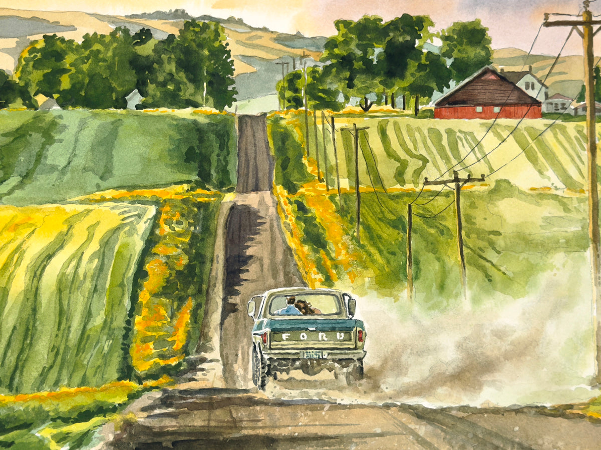 "Country Road Ford" - an Original 18x24 Watercolor or signed print.