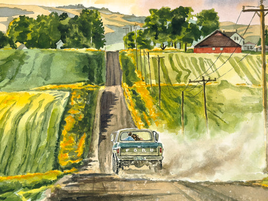 "Country Road Ford" - an Original 18x24 Watercolor or signed print.