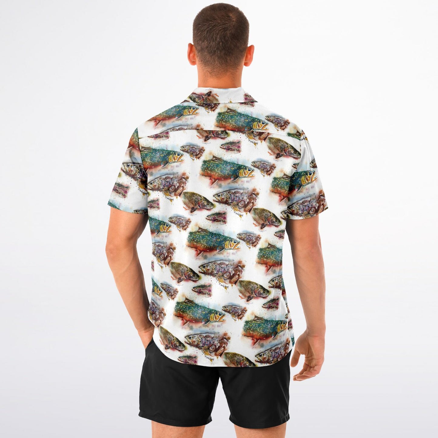 "Splashy Trout Grand Slam" Short Sleeve Button-Down Shirt