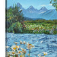 "Daisies in the Tetons" - Canvas Giclée art print of oil painting of Idaho Daisies in the Tetons.