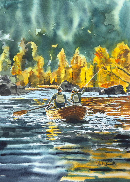 "Date Night - Fishing" 10x14 Original Watercolor
