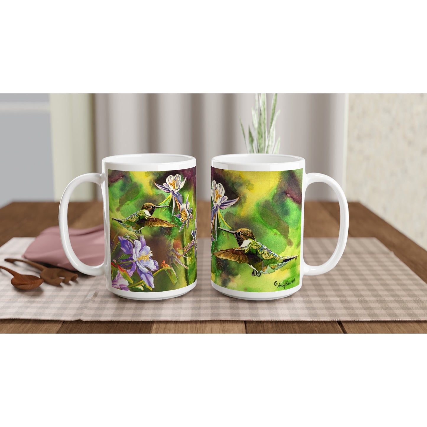 "Hummer at Colombine" Hummingbird Coffee Mug Mug, gift mug