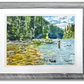 "Fishing into the clear" - 9x12 giclee print from original watercolor framed at 11x14