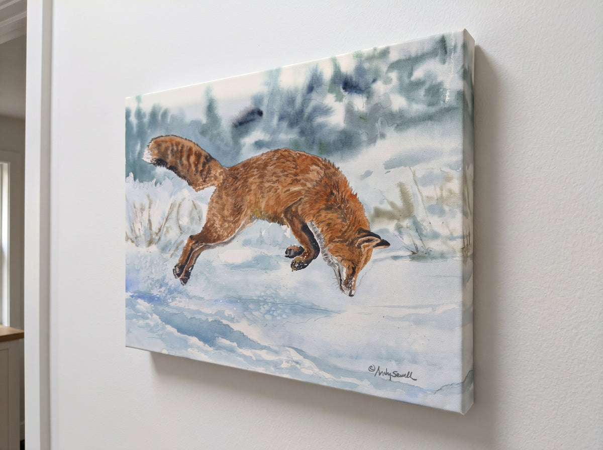 "Foxy Airtime" 13"x18" Original watercolor or signed giclee reprod./print