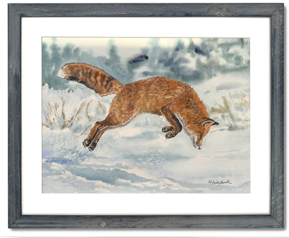 "Foxy Airtime" 13"x18" Original watercolor or signed giclee reprod./print