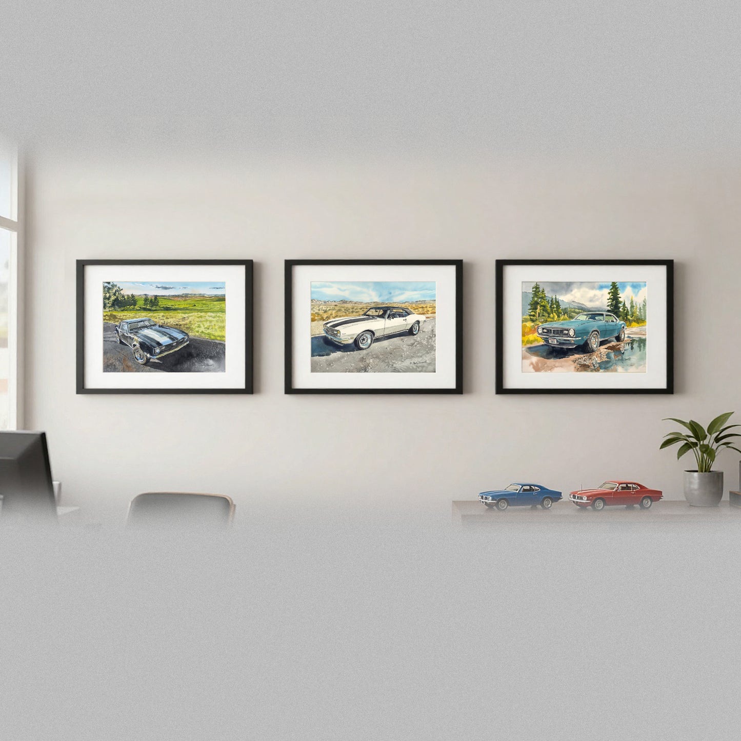 "Country Camaro" - '1968 Camaro" 11"x15" Giclee prints from Original Watercolor