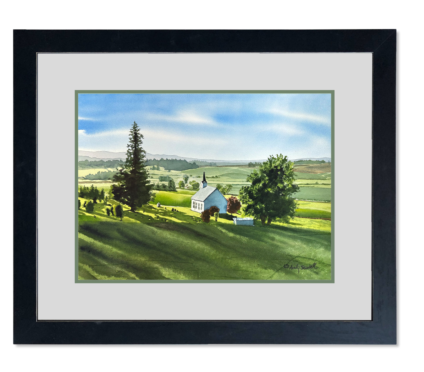 "Freeze Church Palouse View" 12x16 Original watercolor, or signed Giclee Reprod.