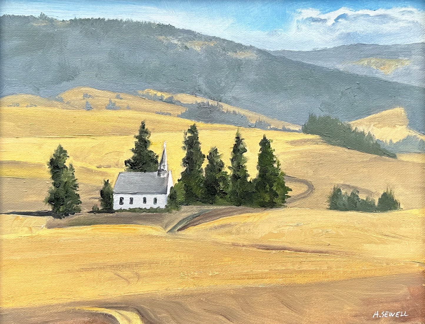"Freeze Church Autumn" 11x14 a plein air Original oil painting of a small country church