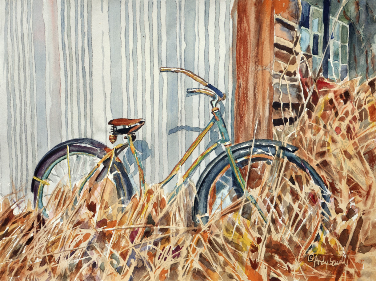 "Grammys Wheels"  - an original watercolor or print of old vintage bike