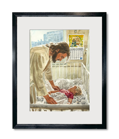 "Jesus in the ICU" - 10x14 watercolor giclee prints of Jesus with the Baby.