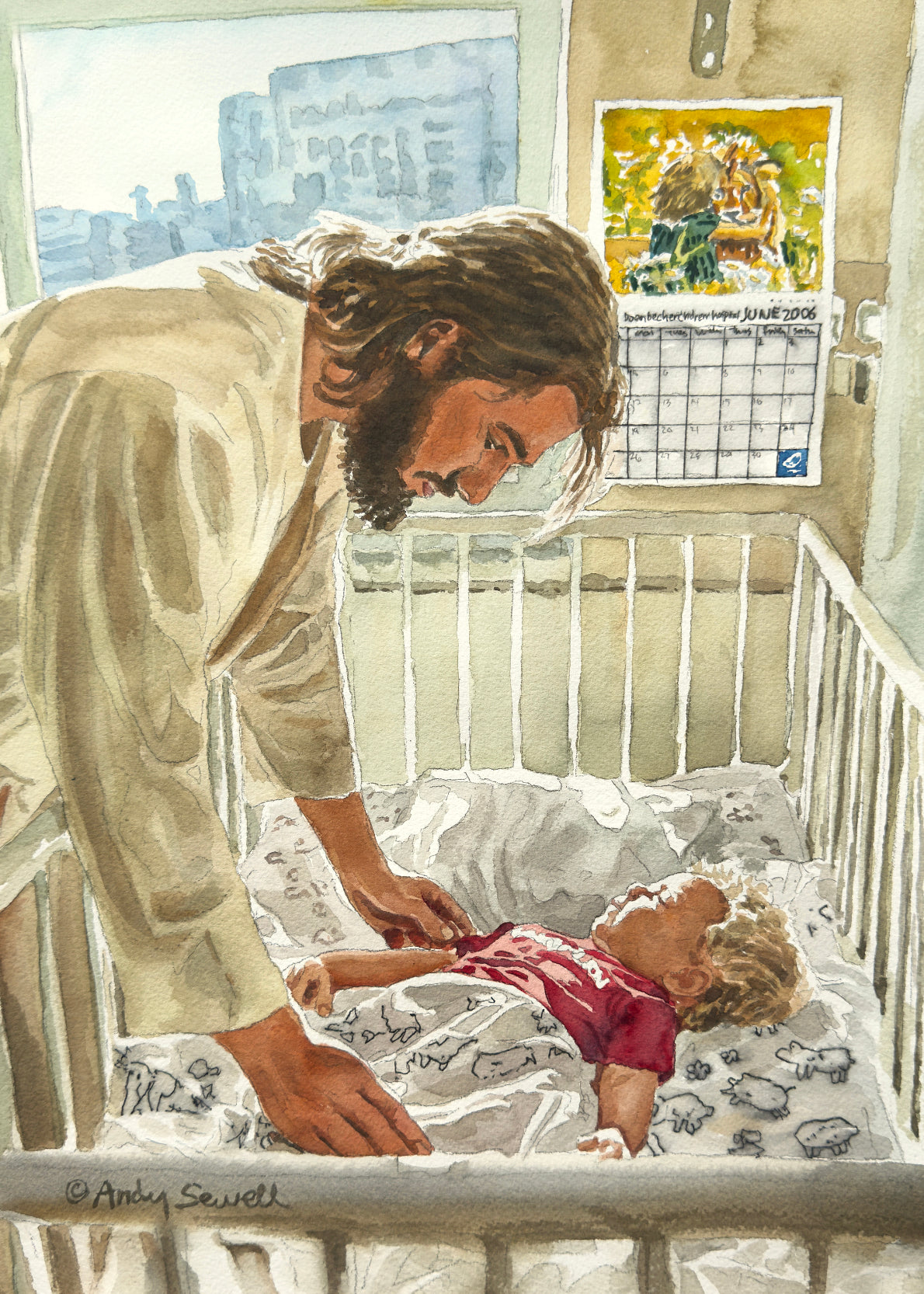 "Jesus in the ICU" - 10x14 watercolor giclee prints of Jesus with the Baby.