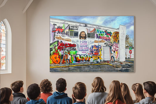 "Painting Graffiti with Jesus" - Giclée fine art prints of Jesus helping change the lies to truth!