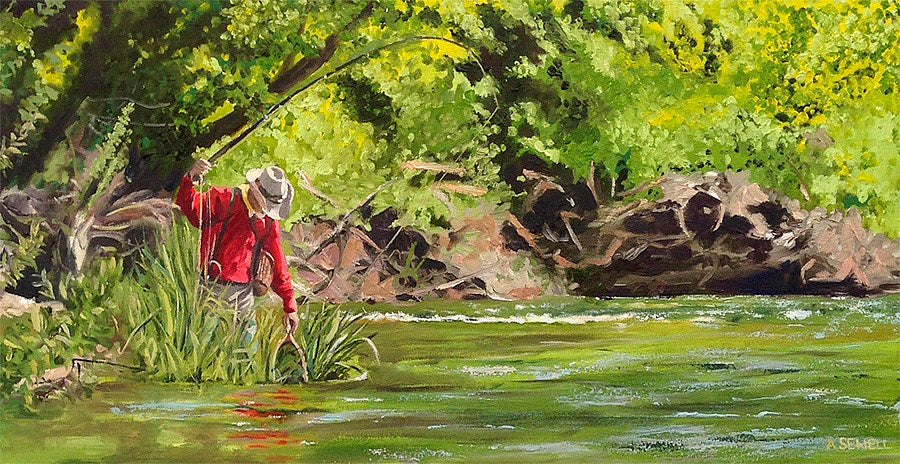 "Netting One" - 24x12 Original Oil on Canvas.