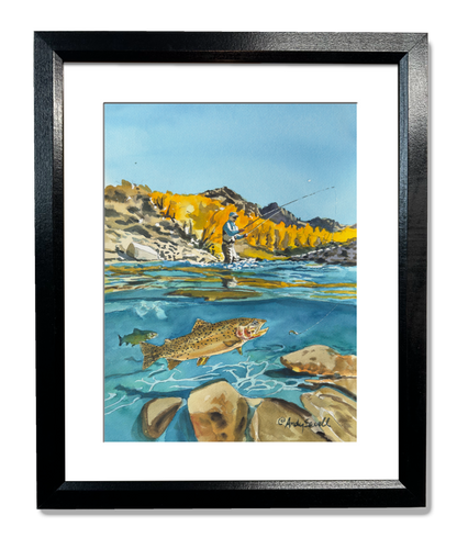 "Nymphing for the Cutthroat" - an Original 10x14 Watercolor or Open Edition Print