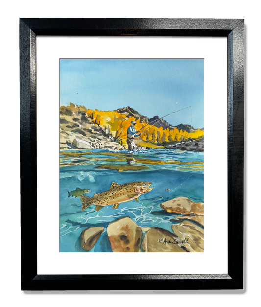 "Nymphing for the Cutthroat" - an Original 10x14 Watercolor or Open Edition Print