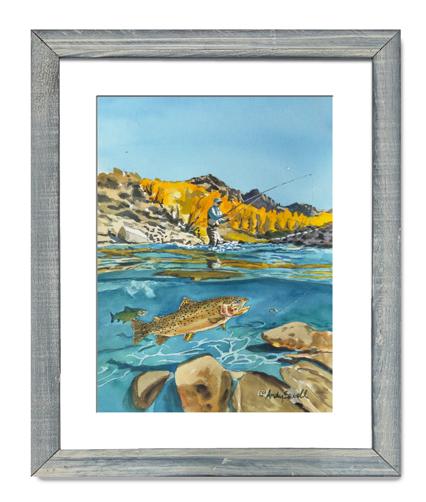 "Nymphing for the Cutthroat" - an Original 10x14 Watercolor or Open Edition Print