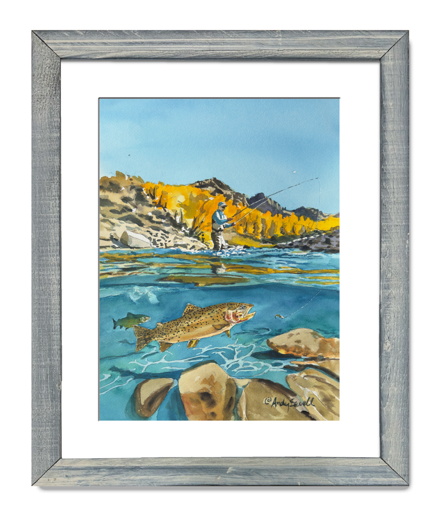 "Nymphing for the Cutthroat" - an Original 10x14 Watercolor or Open Edition Print