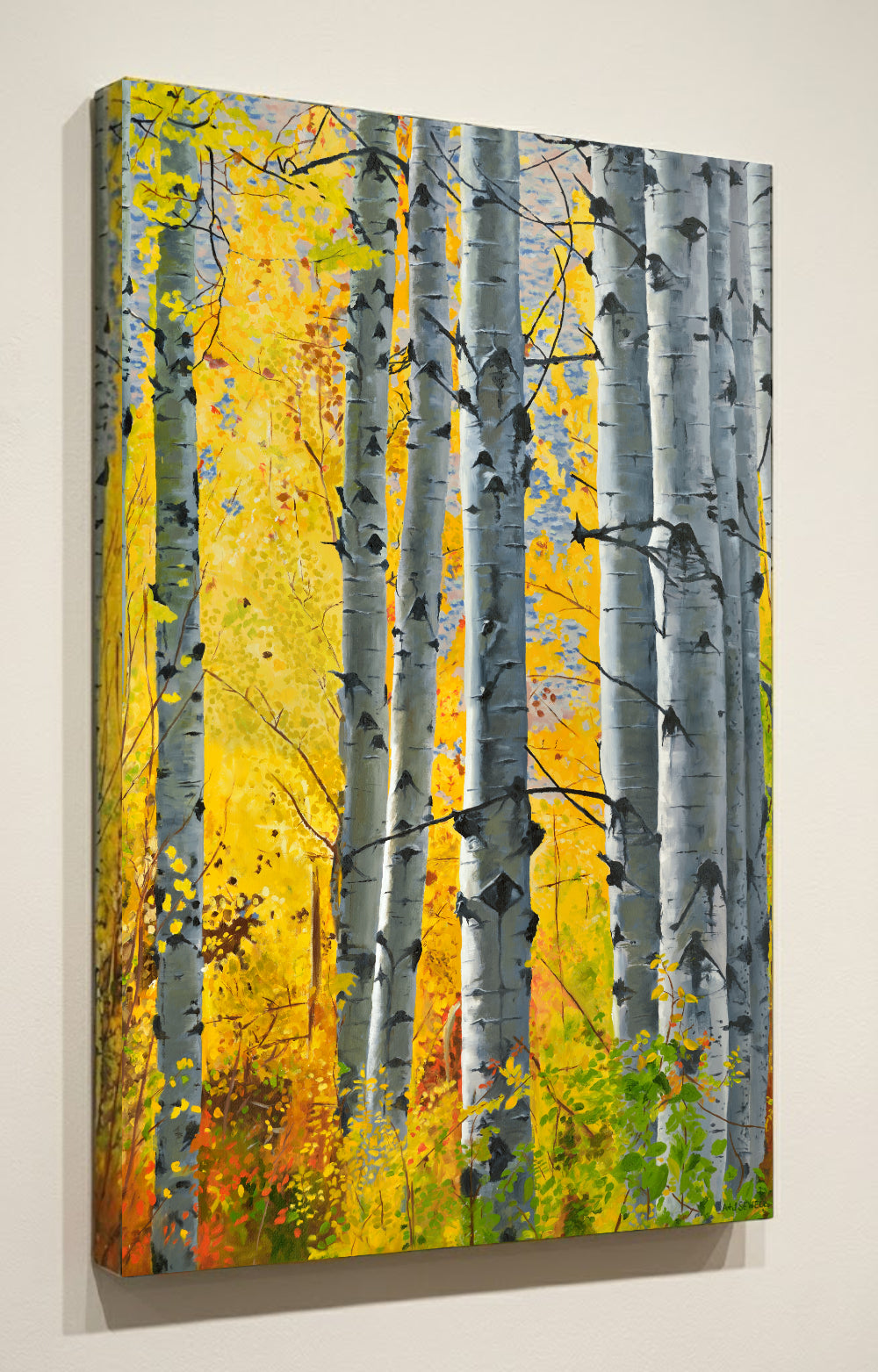 "October Gold" - 38"x60" Canvas Giclée art print of oil painting of Yellow Aspen trees in the fall