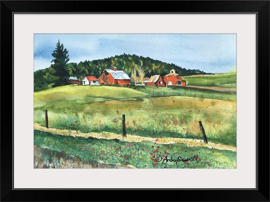 "Red Barn Array" - 7"x10" Original watercolor or signed edition giclee art print from an original watercolor