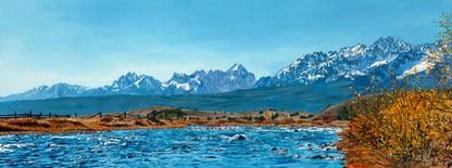 "Sawtooth Blues" - an Original Painting or signed edition art print capturing Idaho's awesome Sawtooth Mountains & Salmon River.