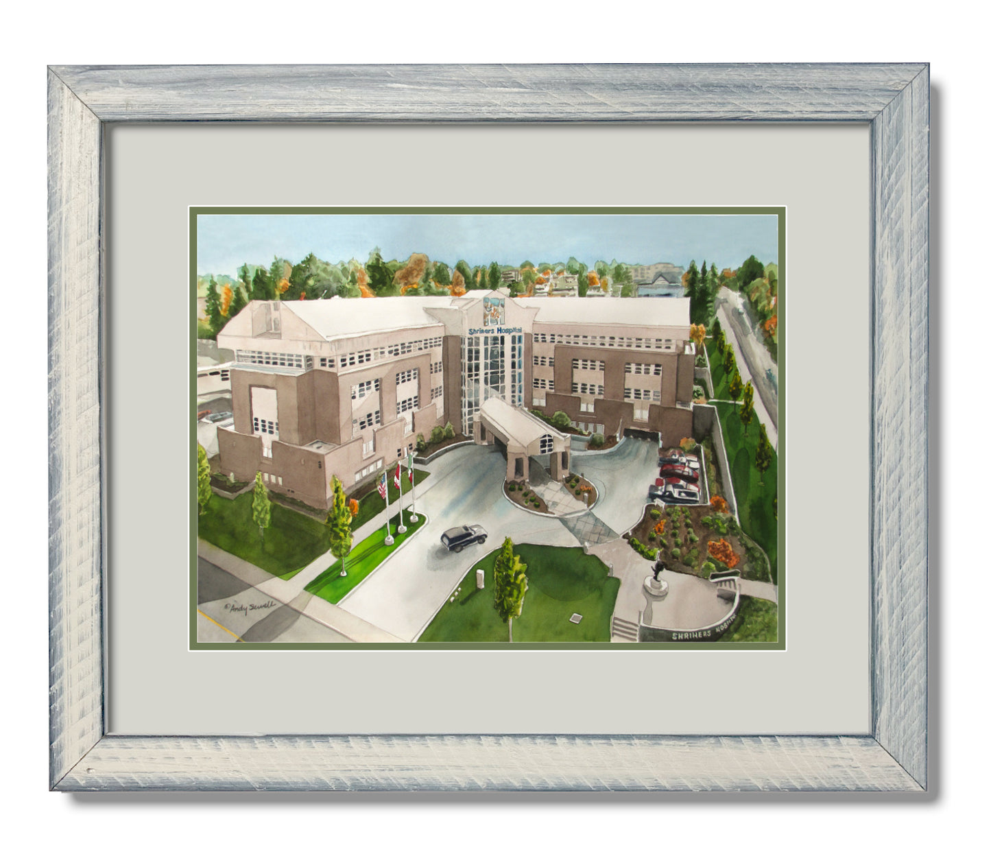 "Shriners Hospital" - a signed edition Giclee reprod. from a watercolor of The Shriners Hospital in Spokane, WA