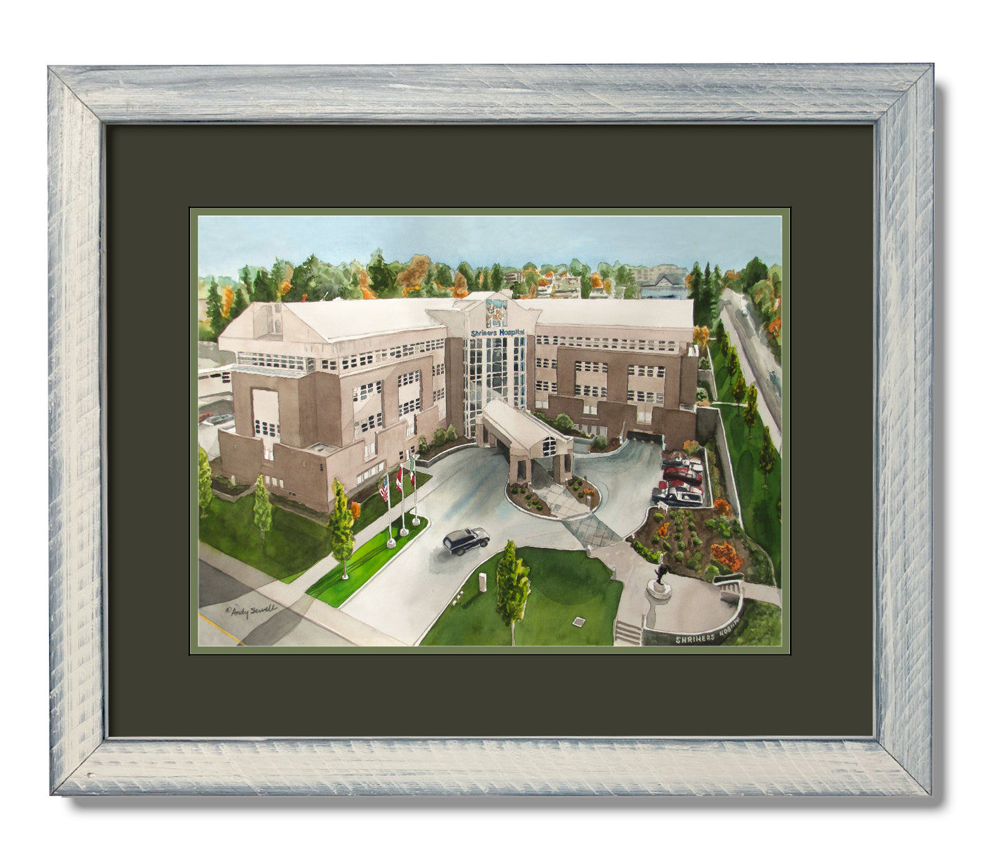 "Shriners Hospital" - a signed edition Giclee reprod. from a watercolor of The Shriners Hospital in Spokane, WA