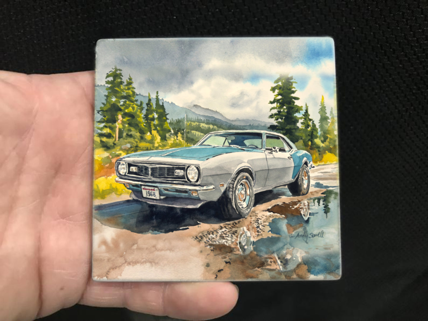 "Northwest Camaro" - '1968 Blue Camaro" 11"x15" Giclee prints from Original Watercolor (Copy)