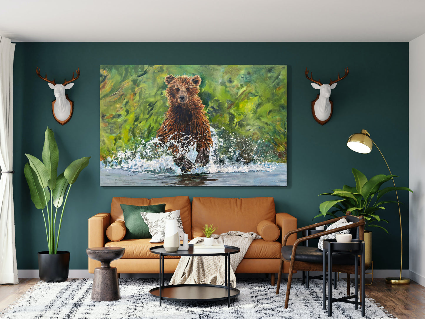 "Bear Splashes" - 36"x55" Original oil on canvas or Giclée art print