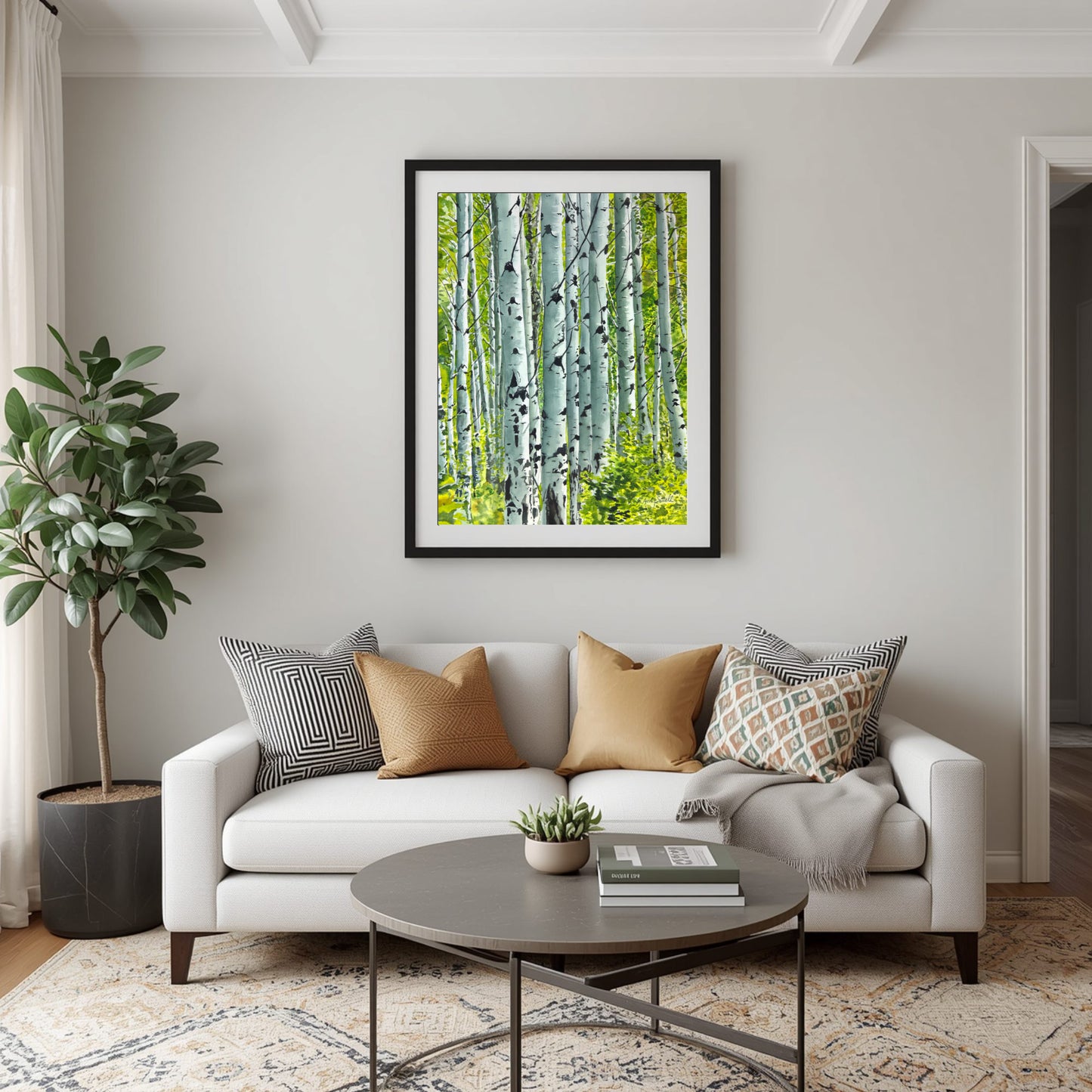 "Spring Aspens", - 18"x24" Original watercolor or Open ed. Giclée of Idaho's Aspen Trees in the Summer