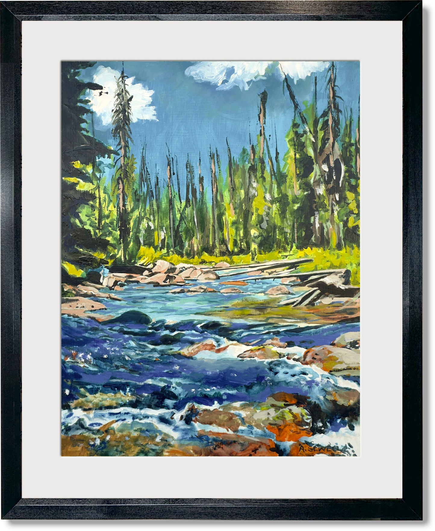 "Rushing Creek" 15"x20" - Original painting of Acrylic on Panel