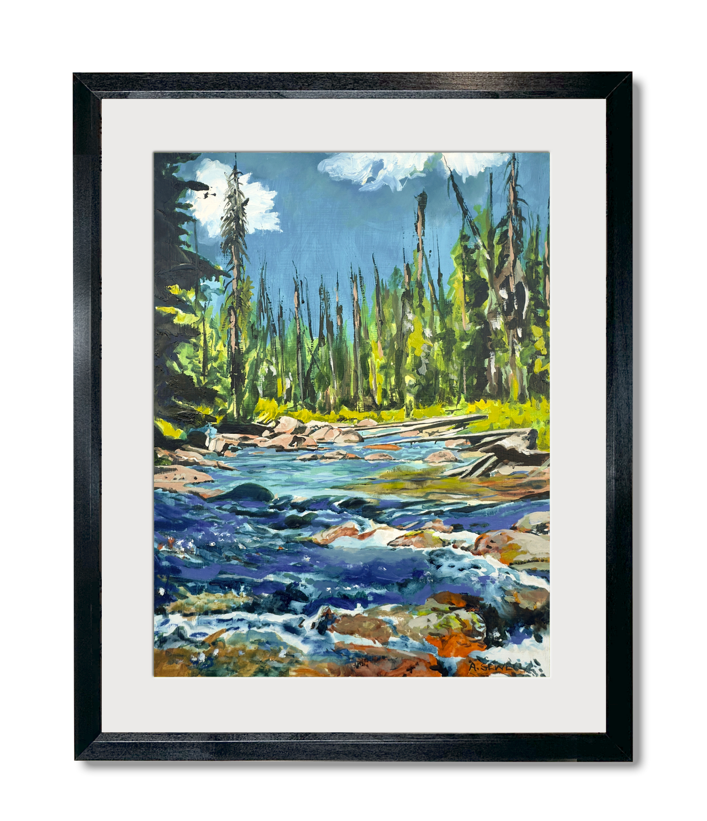 "Rushing Creek" 15"x20" - Original painting of Acrylic on Panel