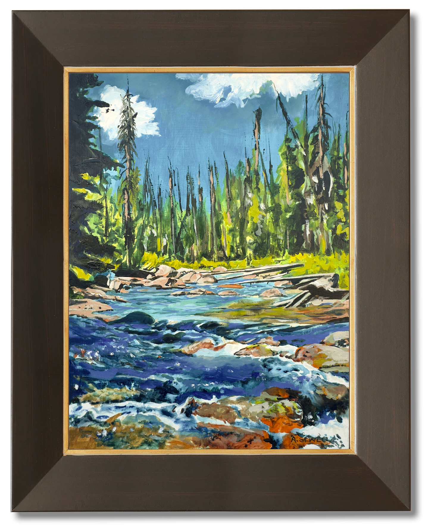 "Rushing Creek" 15"x20" - Original painting of Acrylic on Panel