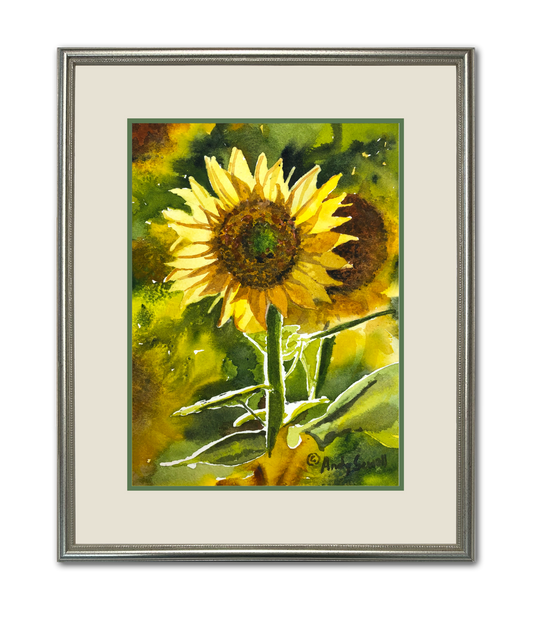 "Sunflower Sunshine" Original 7x10 or framed 11x14 watercolor or giclee print