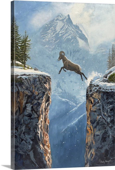 "Taking Higher Ground" - 24x36 oil on linen  ~ Rocky Mtn. Bighorn Sheep