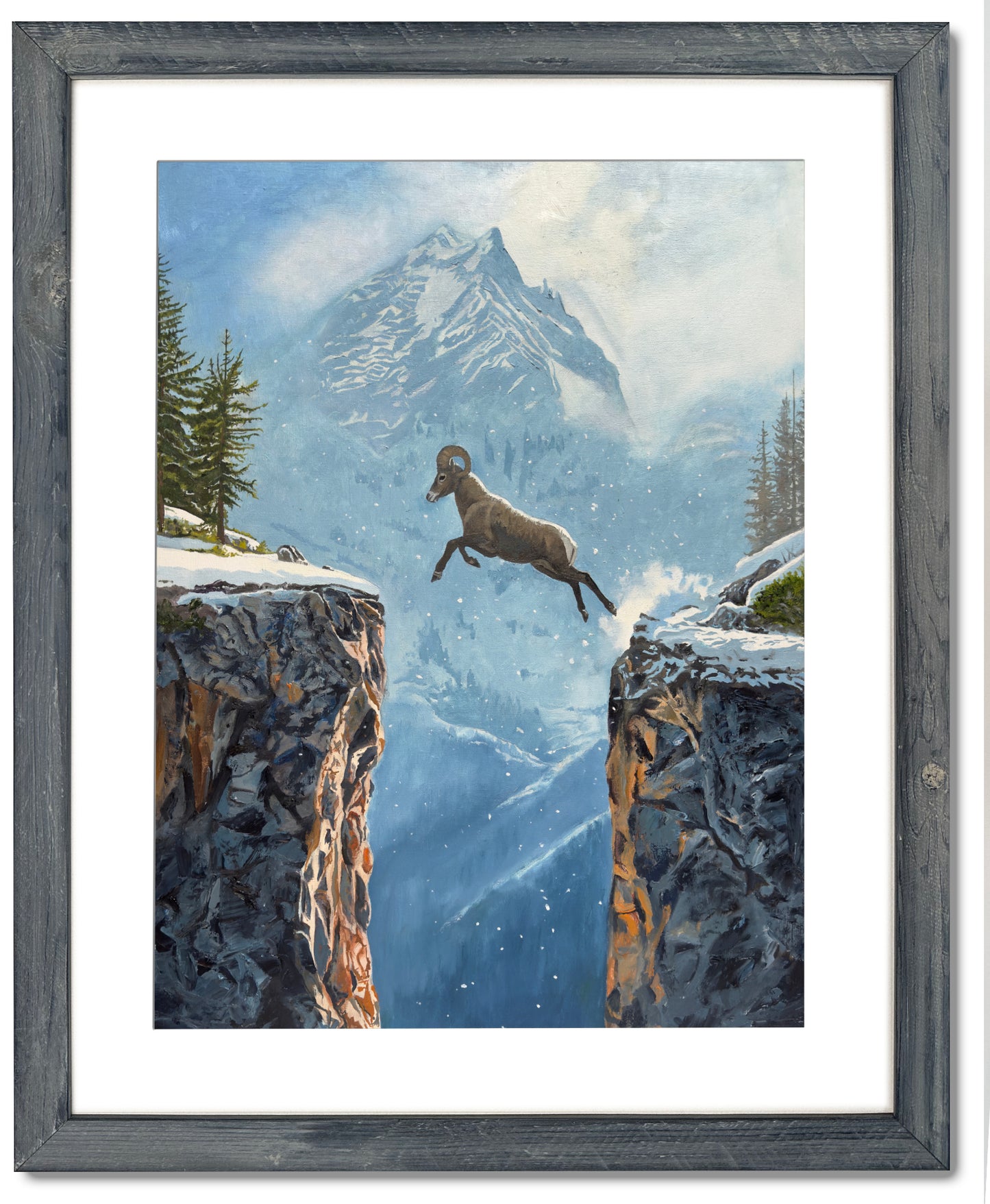 "Taking Higher Ground" - 24x36 oil on linen  ~ Rocky Mtn. Bighorn Sheep
