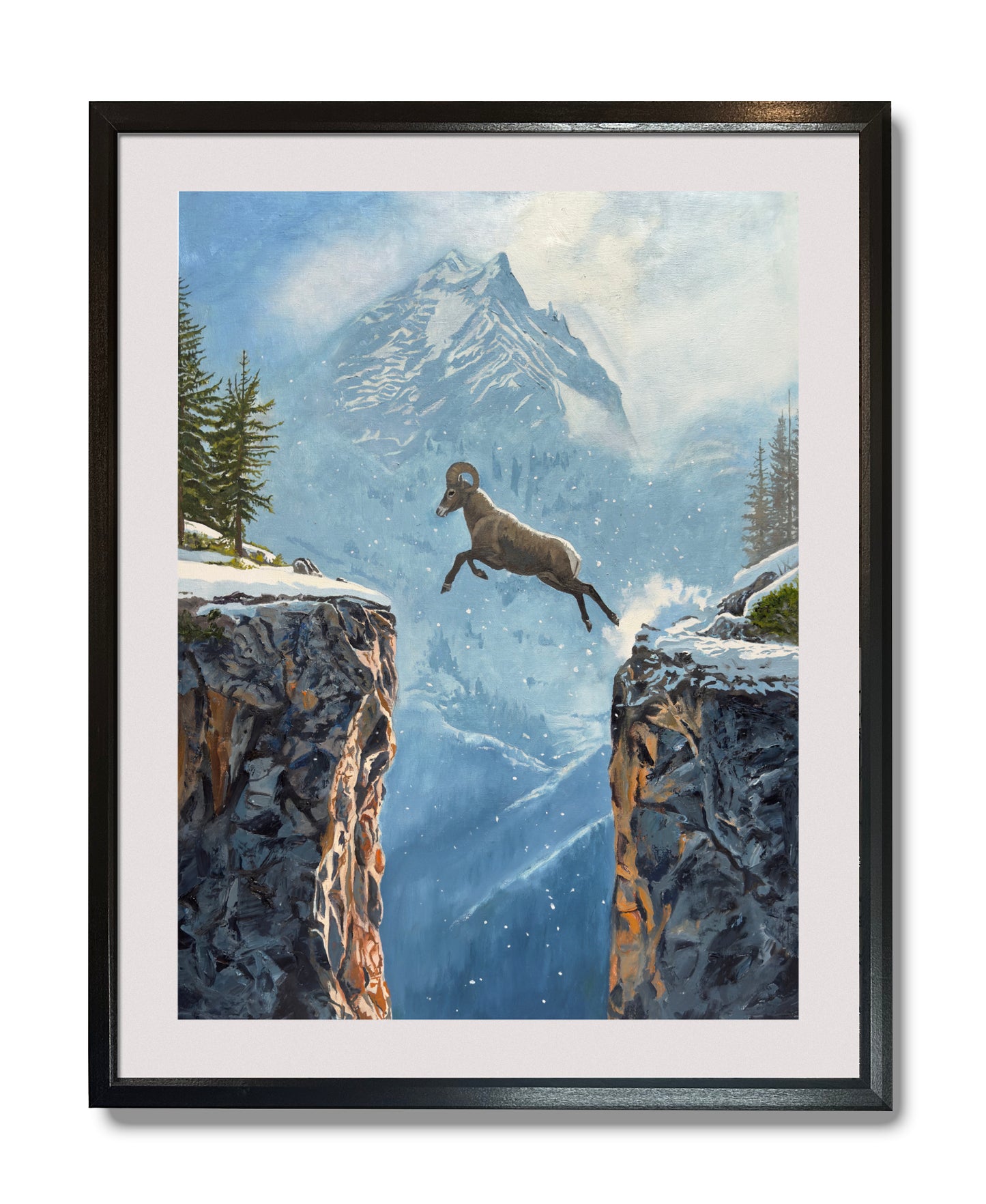 "Taking Higher Ground" - 24x36 oil on linen  ~ Rocky Mtn. Bighorn Sheep