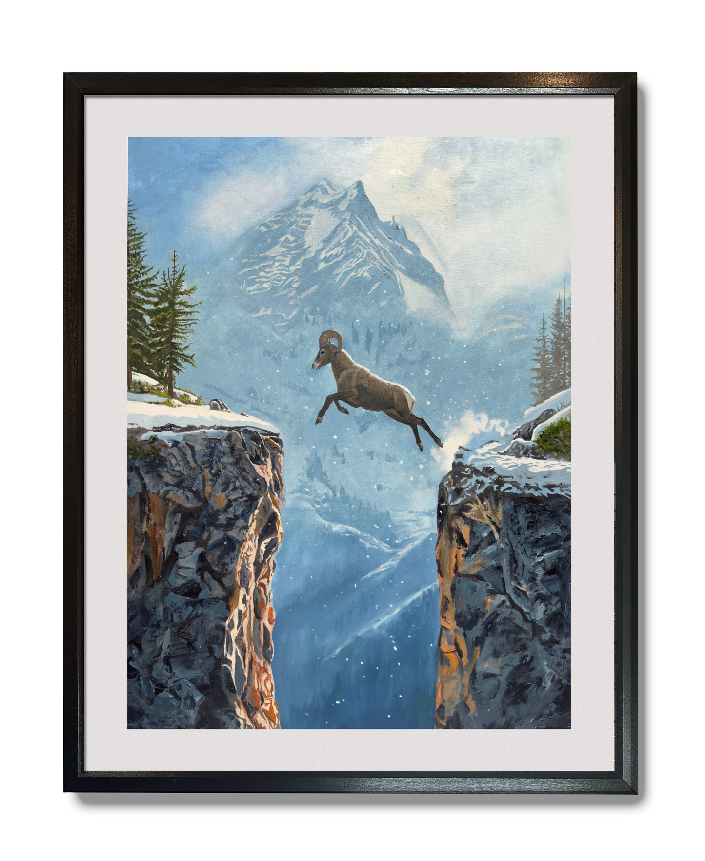 "Taking Higher Ground" - 24x36 oil on linen  ~ Rocky Mtn. Bighorn Sheep