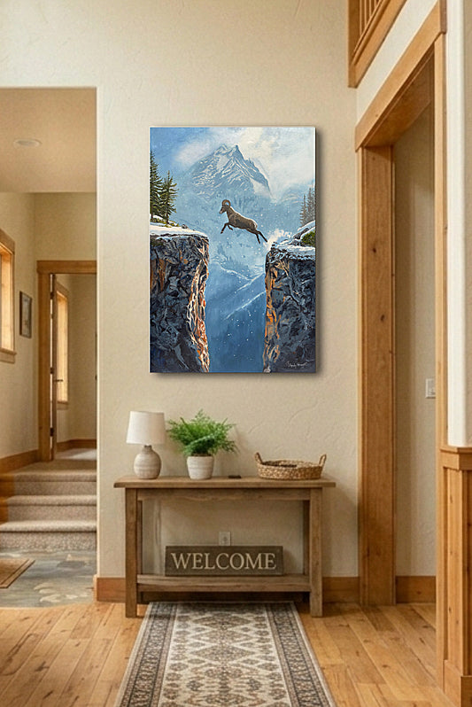 "Taking Higher Ground" - 24x36 oil on linen  ~ Rocky Mtn. Bighorn Sheep