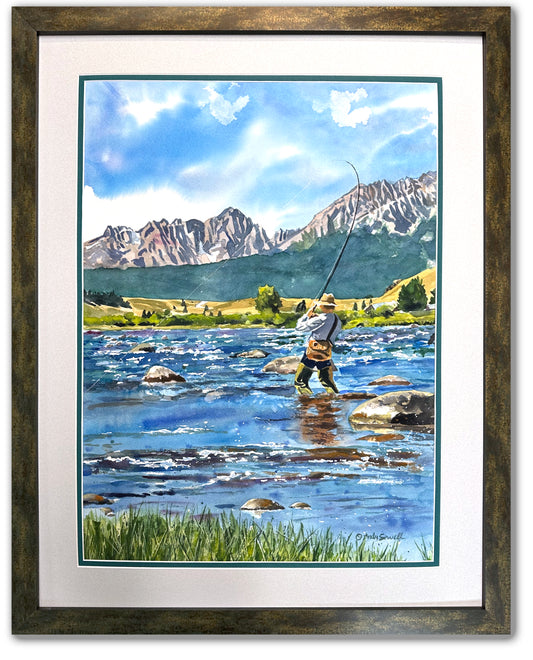 Serene Waters: Captivating Fly Fishing Artwork Brook Trout giclée Print for  home or office décor