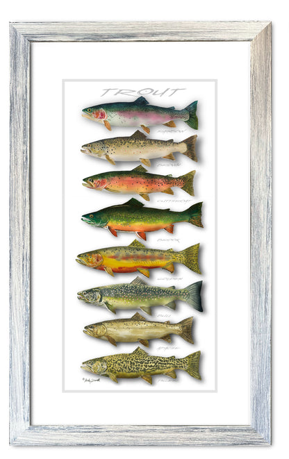 "Trout Array" - 11x23  Open edition paper/canvas Giclée art print.