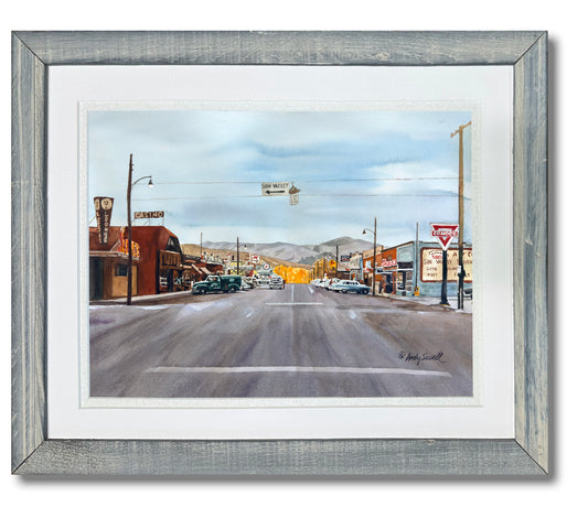 "Main Street Vintage Ketchum 1952" - 16"x22" Giclee prints of Kethum/Sun Valley rd. a view from the 1950's